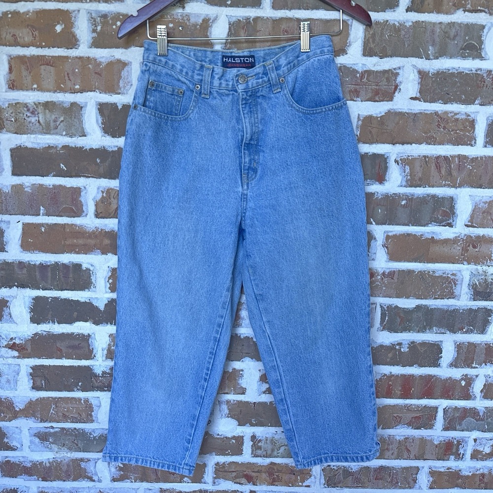 Halston Jeanswear Jeans Denim Blue Women's 28x21‎ Inch Cropped High Rise Waist